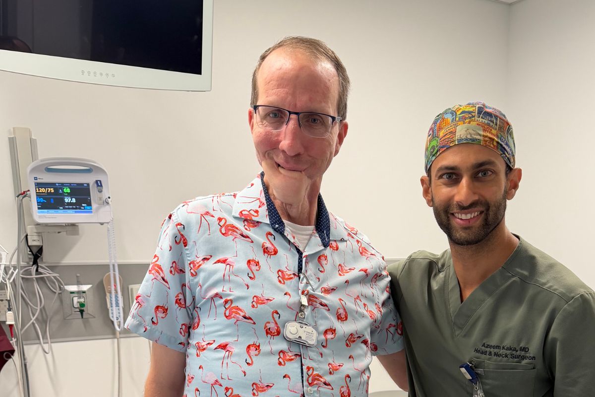 Matt with his head and neck surgeon, Dr. Azeem Kaka